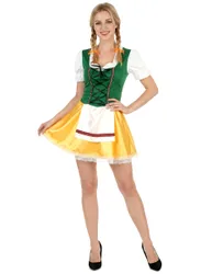Süßes Bayerin Dirndl Damenkostüm grün-gelb-weiss