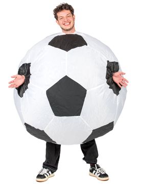 Fußball Kostüm aufblasbar für Erwachsene schwarz-weiß
