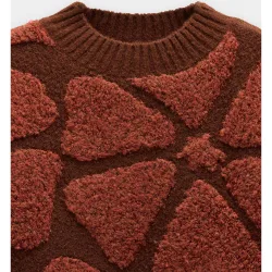 Jersey de mujer de punto con cuello redondo y estampado grande