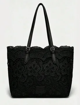 Pieza Bolso de hombro de encaje, Bolso pequeño de estilo dulce, Bolso de compras de encaje casual para viajes, Diseño de patrón tejido, Encaje huec - Shein - FashionsVida
