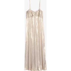 Zadig & Voltaire - Vestido largo de satén con tirantes ajustables y corpiño plisado