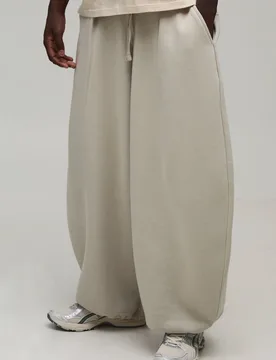 Mens Balloon Fit Pleated Jogger - Beige Cotton - Size X-Small - boohooMAN - FashionsVida