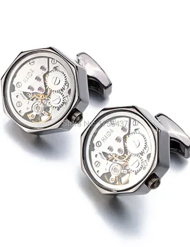 Functional Watch Movement Cufflinks With Glass Stainless Steel Steampunk Gear Watch Mechanism Cufflinks for Mens Relojes gemelos - Aliexpress - FashionsVida