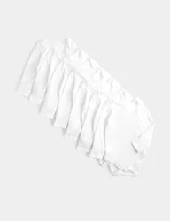Pack Pure Cotton Long Sleeve Bodysuits (5lbs-3 Yrs) White unisex