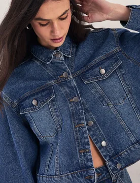 Womens The Cropped Boyfriend Denim Jacket - Blue - Size 8 Uk - Nastygal - FashionsVida