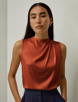 Donna Top Senza Maniche Silk Elegante M