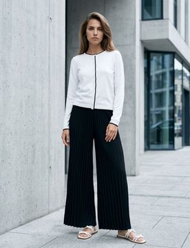 Cardigan con profilo a contrasto e viscosa - bianco