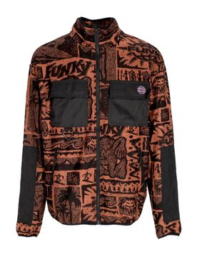 Felpa Collo Alto Uomo Tribe Full Zipper Fleece Rust