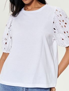 Blusa con maniche a palloncino - panna