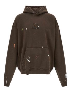 Felpa con cappuccio dipinta con logo francese