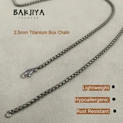 Mm/3.0mm Pure Titanium Box Chain Necklace Unique Men Women Fashion Lightweight Hypoallergenic Jewelry, Suitable for Pendants