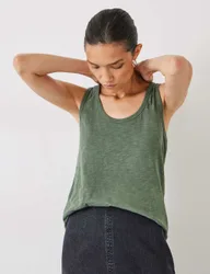 Pure Cotton Scoop Neck Vest Khaki female