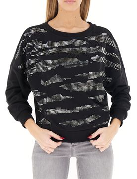 Felpa con strass SPORT NERO L