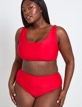Womens Plus Essentials Scoop Bikini Top - Red Polyamide - Size 20 Uk - Boohoo - FashionsVida