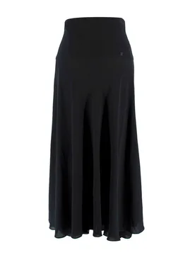 Chanel Black Floaty Silk Midi Skirt - Chanel - FashionsVida