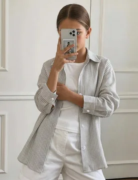 Camisa casual a rayas con cuello para niña preadolescente - Shein - FashionsVida