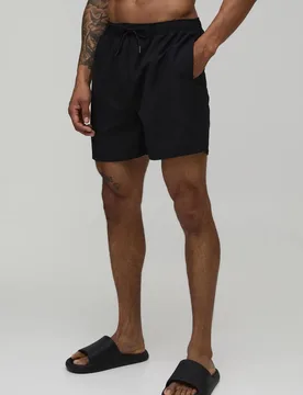 Men's Mid Length Swim Short Black Size 3X-Large Black 3XL - boohooMAN - FashionsVida