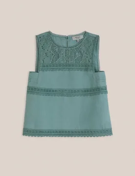 Top de mujer de lino y algodón con bordados - Trucco - FashionsVida