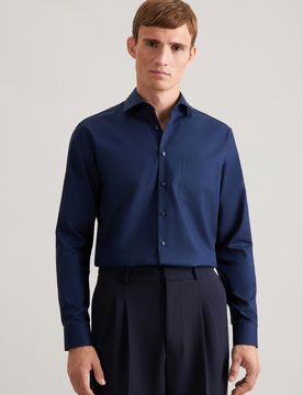 Regular Business Hemd Uni Blau 40