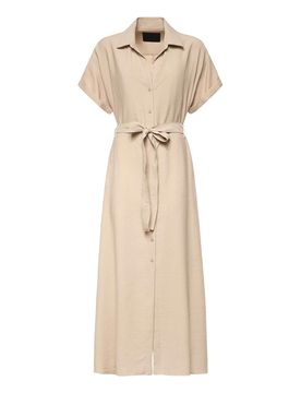 Vestito Lungo in Gabardine di Viscosa