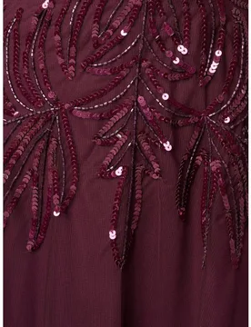 Vestido largo con mangas transparentes y pedrería - Adrianna Papell - FashionsVida