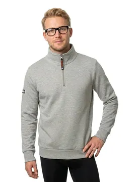Sweat à Demi-zip Core Pique Henley Grey Marl M