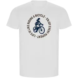 Maglietta A Maniche Corte Life Is Like Riding Eco White