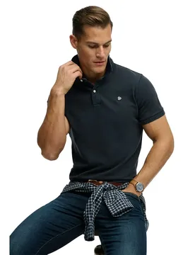 Polo à Manches Courtes Vintage Destroy Eclipse Navy L