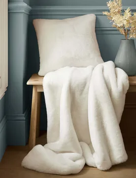 Faux Fur Newland Cushion White - Laura Ashley - FashionsVida