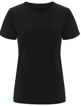 Women's Organic Round Neck T-Shirt - Black - No Sweat - FashionsVida