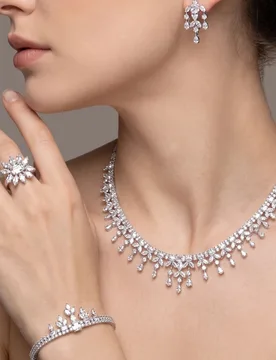 Set of Luxurious and Elegant Jewelry Set with Sparkling Cubic Zirconia Bouquet Design, Suitable for Women to Wear at Weddings and Banquets. Gift Box N - Aliexpress - FashionsVida