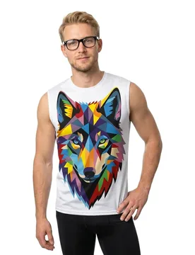 Be A Wolf Sleeveless T-shirt Multicolour L Men - OTSO - FashionsVida