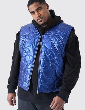 Herren Plus Metallic Gesteppte Weste Blue Größe 2XL
