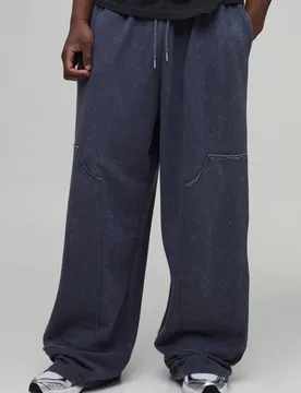 Men's Tall Relaxed Wide Leg Carpenter Joggers Grey Size Small Grey S - boohooMAN - FashionsVida