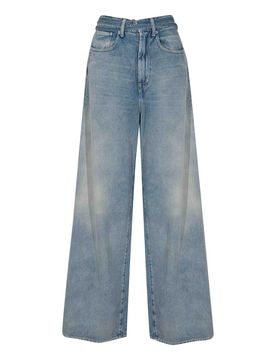 Jeans Big Low Loose Fit In Denim Di Cotone