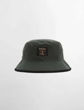 Berretto a pescatore verde militare in cotone cerato - Barbour - FashionsVida