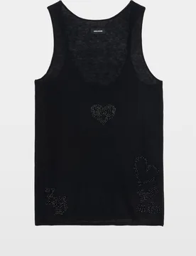 Zadig & Voltaire - Top de mujer de tirantes 100% cachemir con aplicaciones de strass - Zadig & Voltaire - FashionsVida