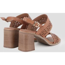 Sandalias de pala de mujer de piel con perforaciones
