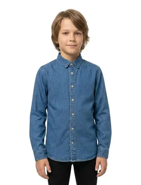 Camicia A Maniche Lunghe Stanley At 021 Blue Denim / Mid Blue 8 Anni - Jack & jones - FashionsVida