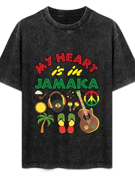 My Heart Is In Jamaica Reggae Theme T-Shirt Simple Casual Short Sleeve Tee - Aliexpress - FashionsVida