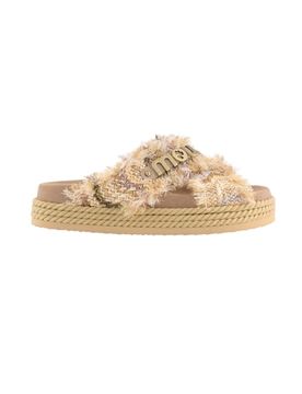 Sandali donna - criss-cross rope sandal raffia - marrone