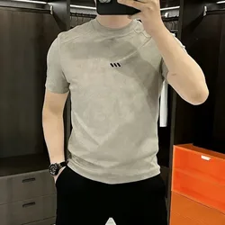 Men's Casual Solid Color Round Neck Short Sleeve T-Shirt Breathable Daily Wear Knit Style