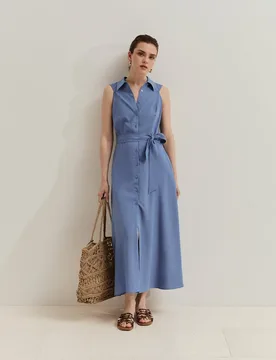 Vestido camisero de mujer sin mangas - Lion of Porches - FashionsVida