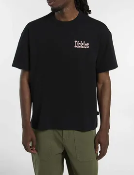 T-shirt mezza manica nera in cotone con stampa grafica dadi sul retro - Dickies - FashionsVida