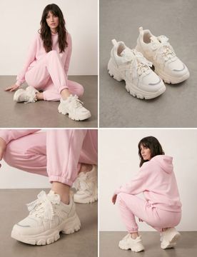 Sneakers con fiocco decorativo - panna