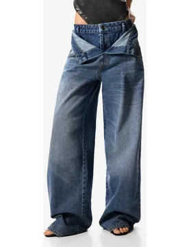 Vaqueros Anchos De Mujer Denim Doble Cinturilla - Desigual - FashionsVida