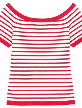 Top de mujer acanalado a rayas escote barco - Maje - FashionsVida