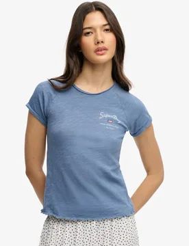 Superdry Damen Athletic Essentials Slub Grafik-t-shirt Light Blue - Größe: 40 - 29.99 - FashionsVida