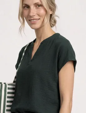 Blusenshirt in Musselin-Qualität female Grün - Street One - FashionsVida