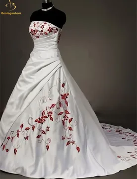 Bealegantom Embroidery Wedding Dresses 2026 Strapless Satin Beaded Lace Up Bridal Gowns Robe De Mariage QA425 - Aliexpress - FashionsVida
